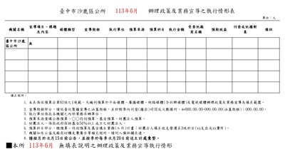 11306辦理政策宣導之執行情形表