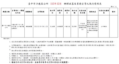 11312辦理政策宣導之執行情形表